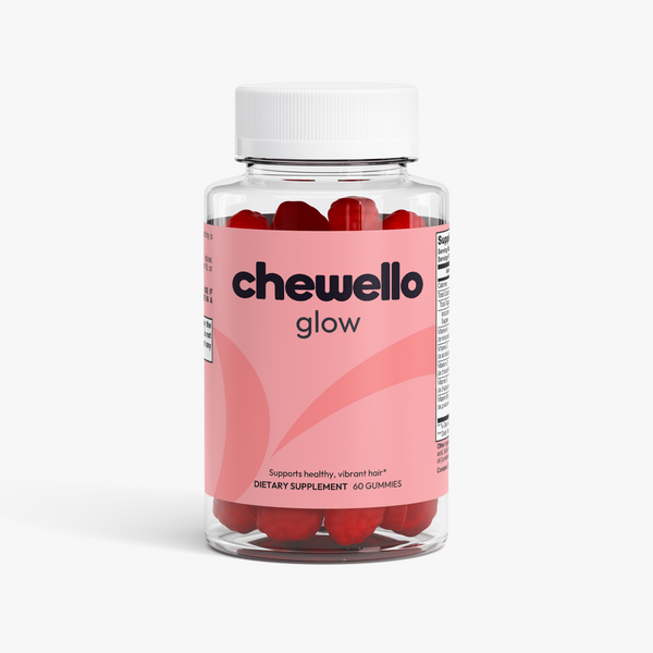 Chewello Glow — Hair, Skin & Nails gummies jar